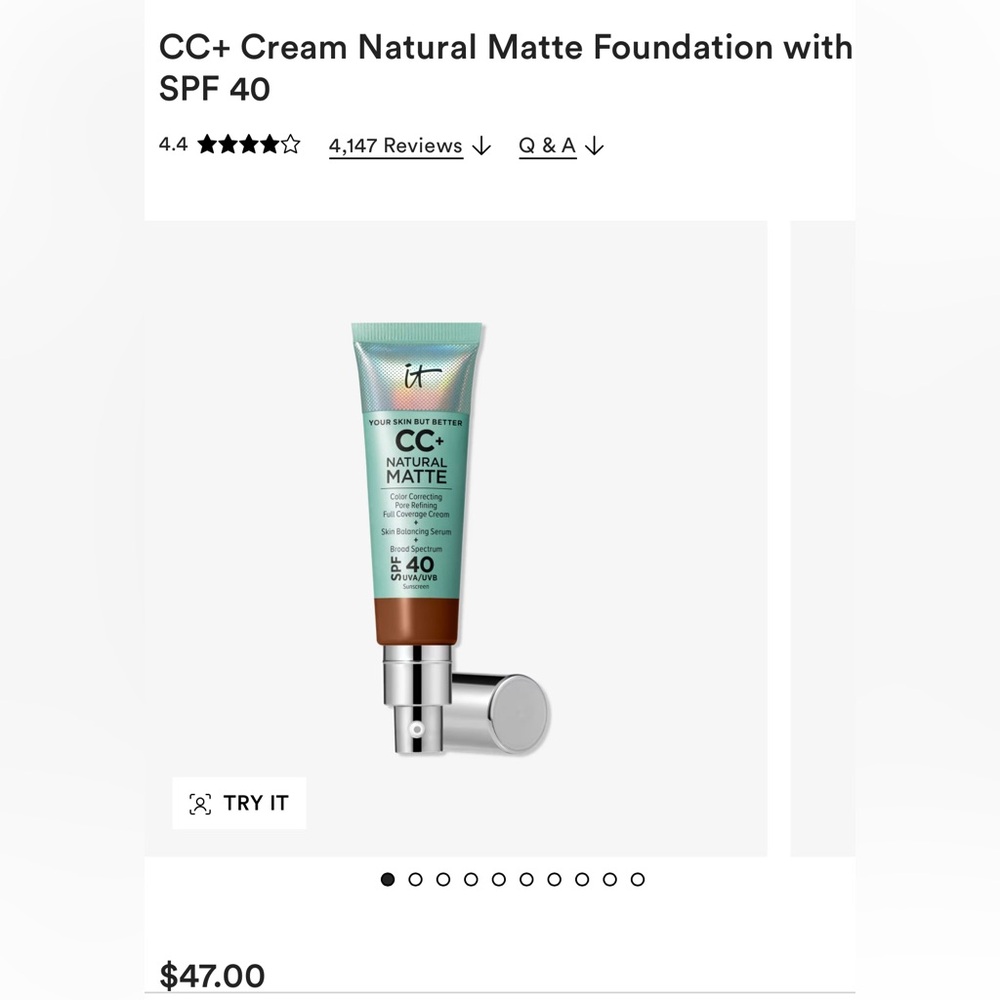Deep - IT Cosmetics Green Matte Foundation - Color Correcting Coverage
